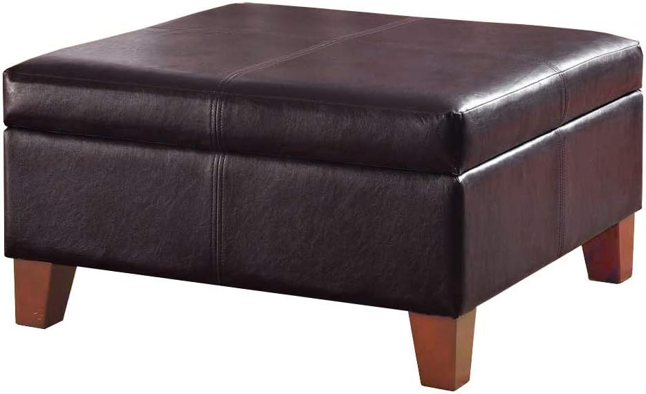 HomePop 28" Square Faux Leather Ottoman