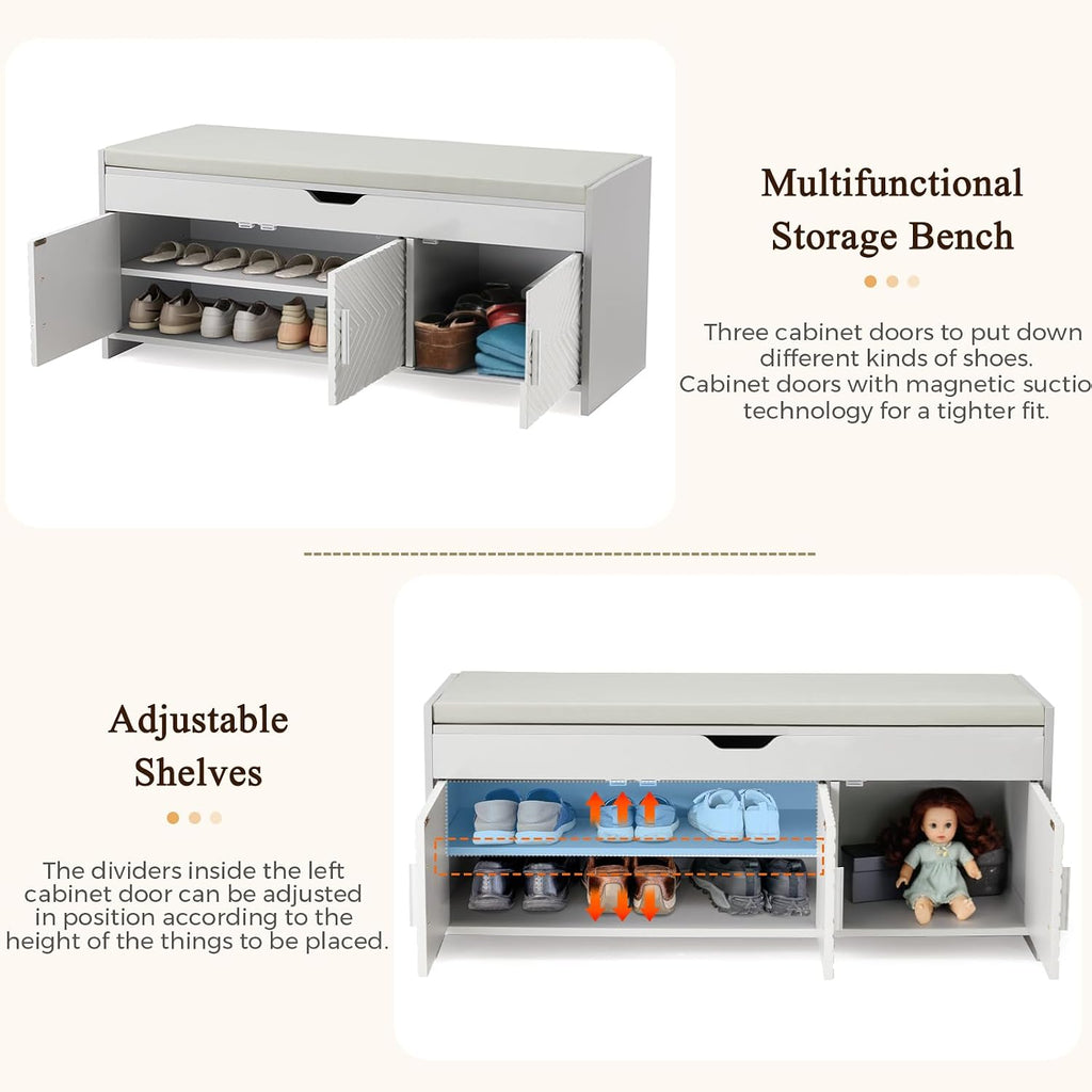 Top Cushioned Storage Shoe Bench