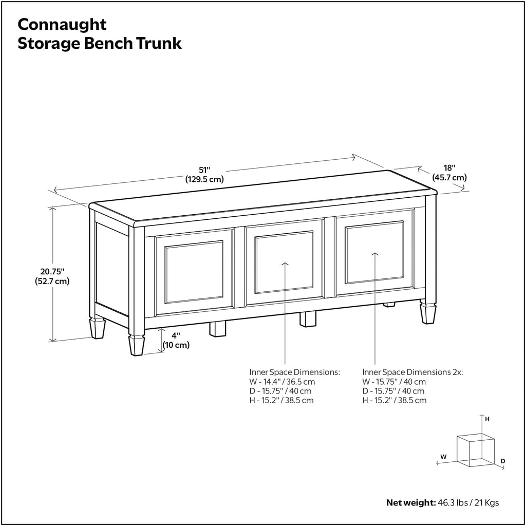 Solid Wood Storage Trunk Bench