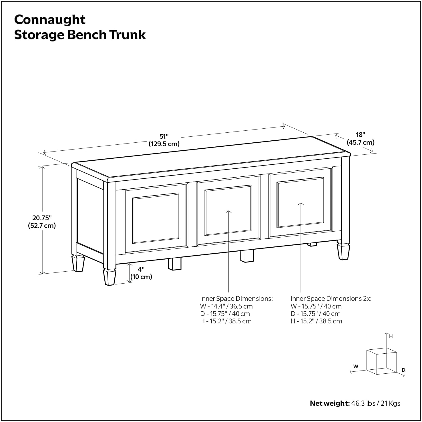 Solid Wood Storage Trunk Bench