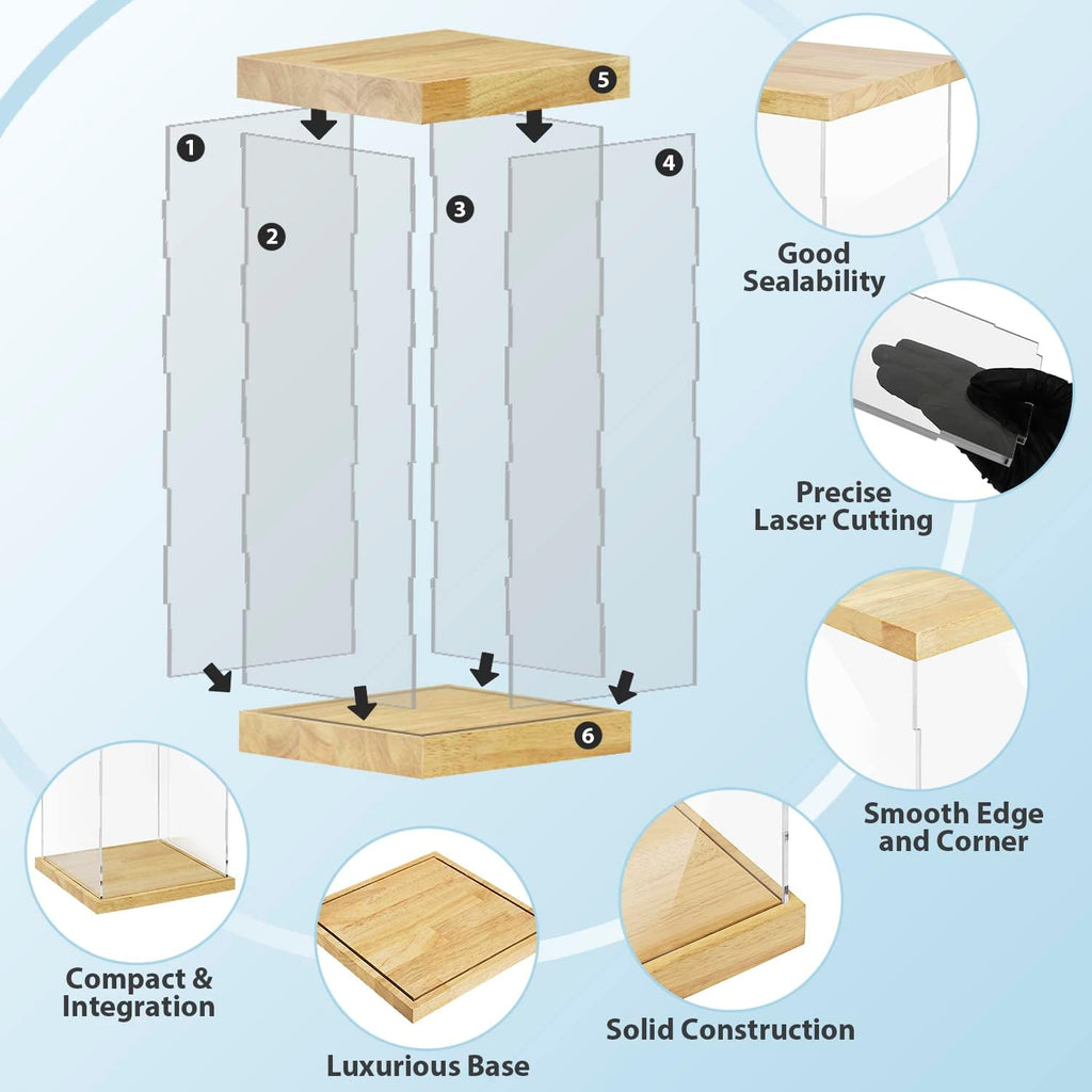 Wooden Base Acrylic Dustproof Display Case