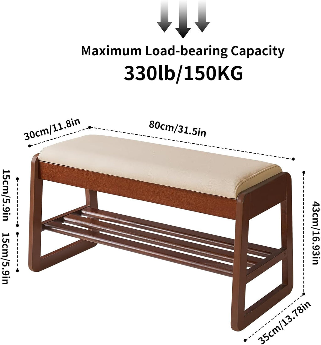 Aibiju 2-Tier Flip-Top Wood Shoe Bench