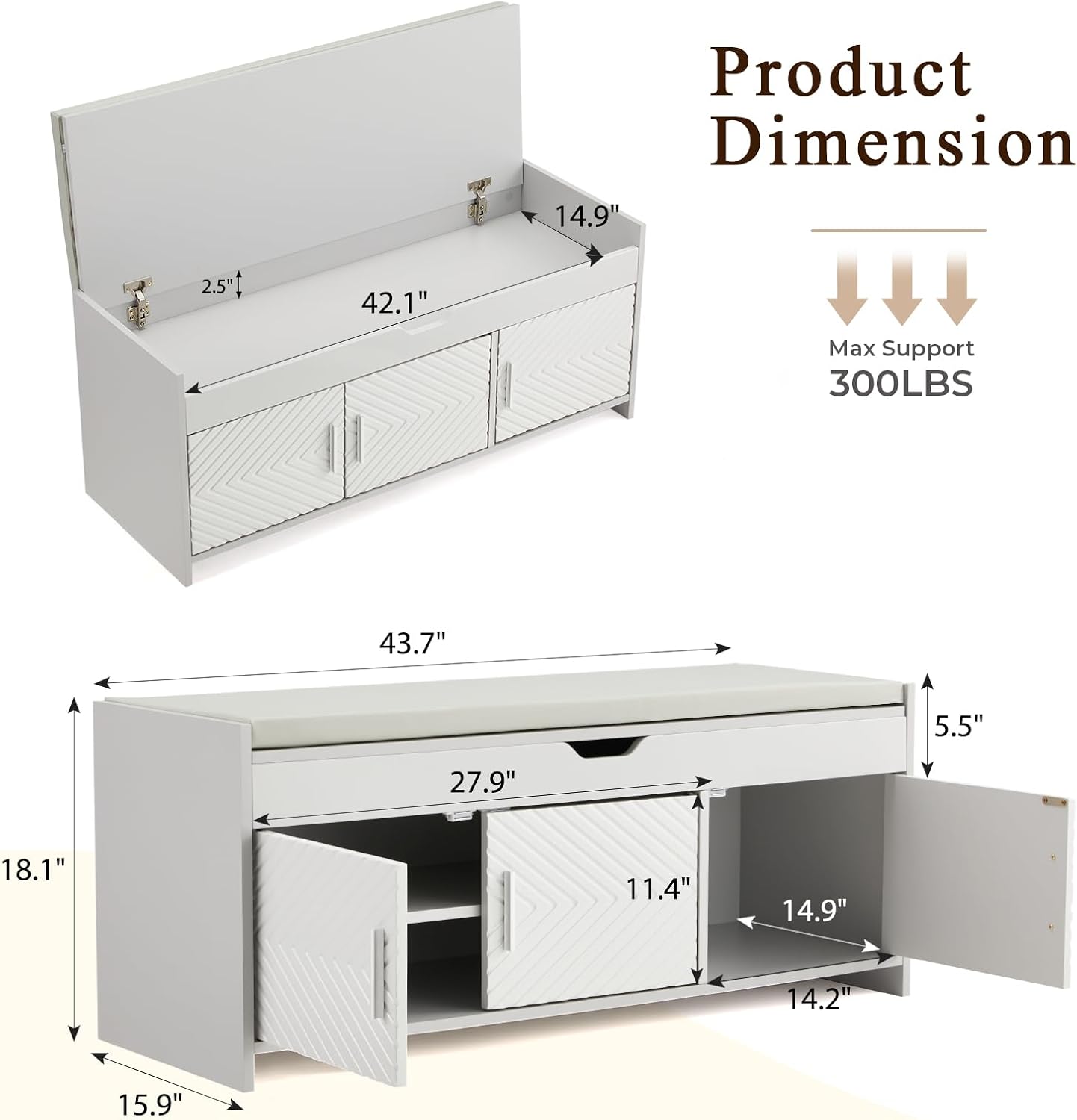 Top Cushioned Storage Shoe Bench