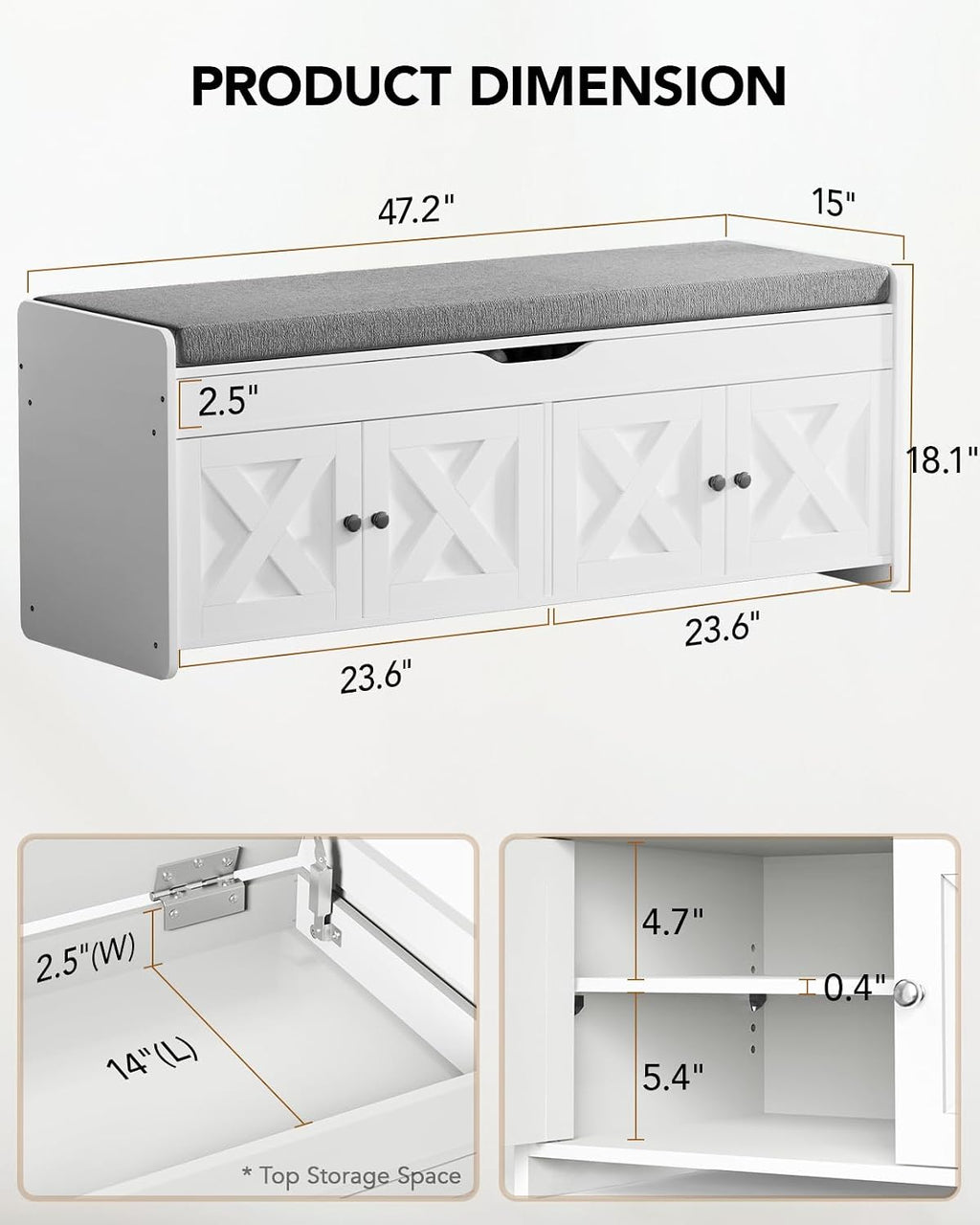 Amada Lift Top Cushioned Shoe Storage Bench
