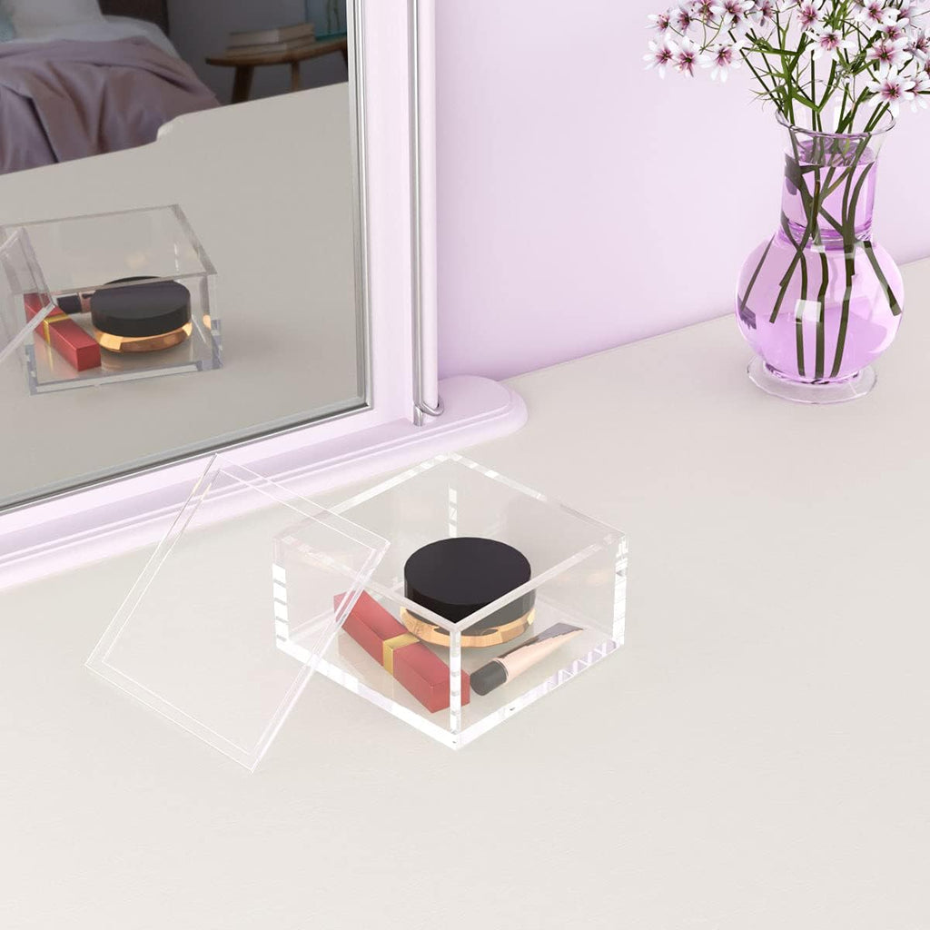4 Inch Stackable Clear Acrylic Cube Storage Box