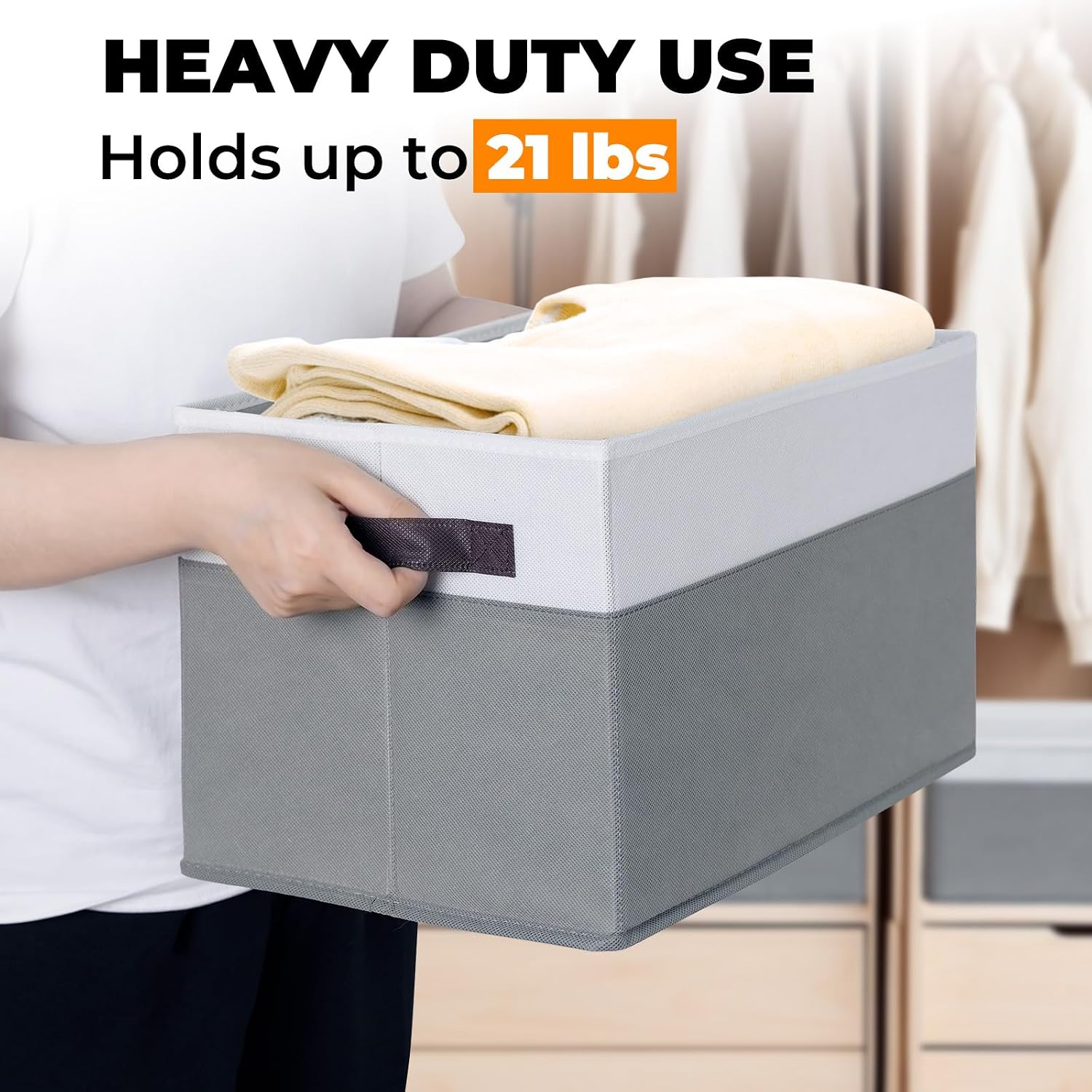 Criusia 8 Pack Lidded Closet Storage Bins
