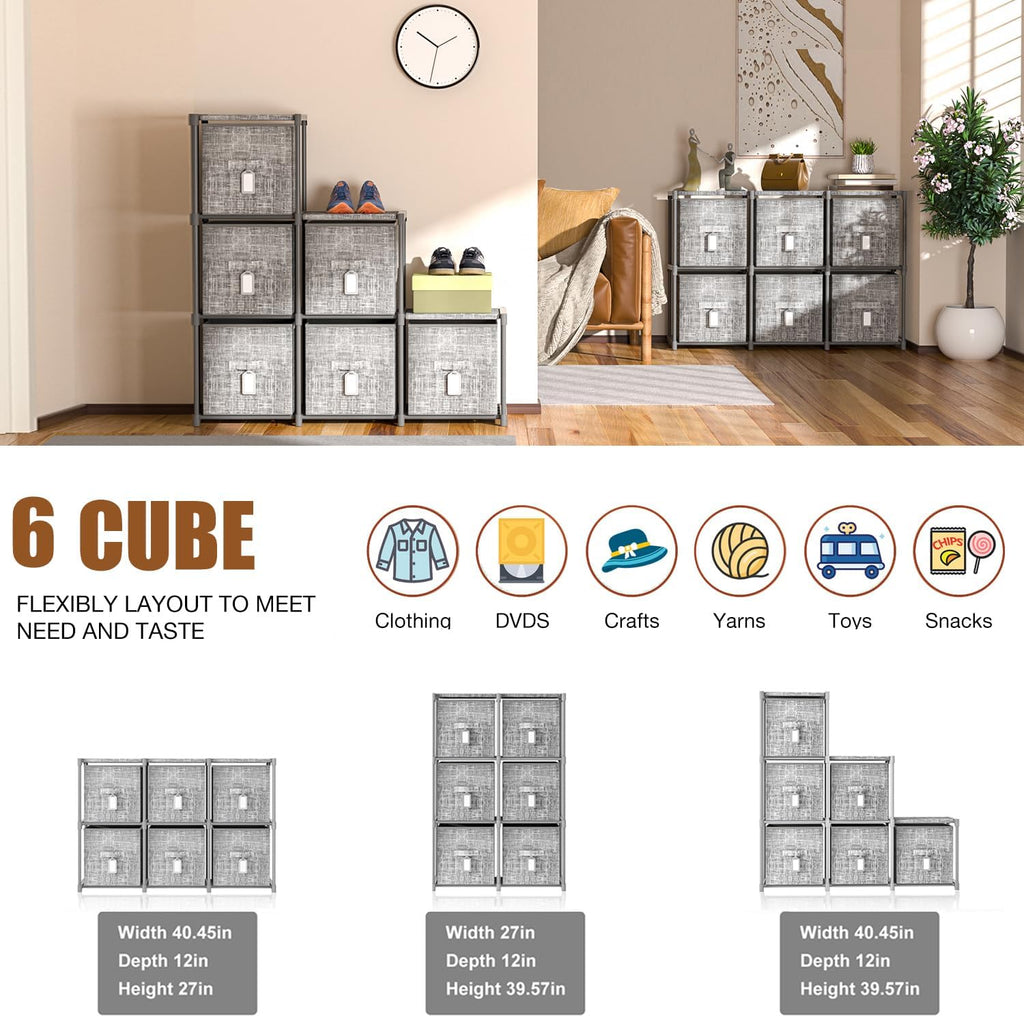 6 Bins Modular Cube Organizer