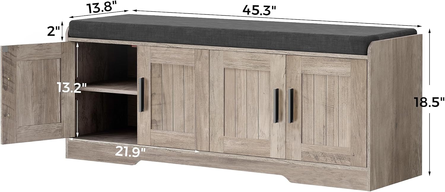 2-Tier Cushioned Shoe Storage Bench