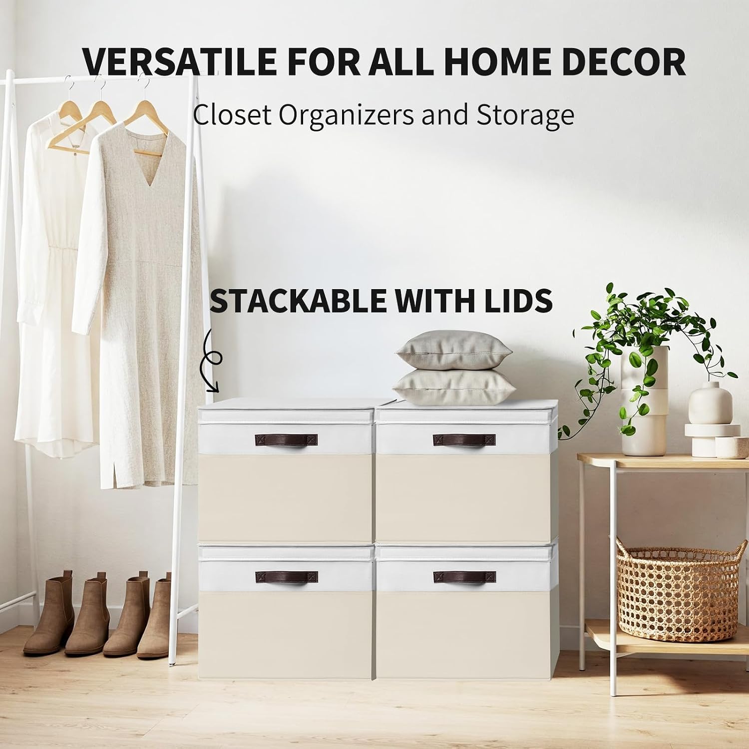 2 Pack Extra Large Lidded Fabric Storage Bins