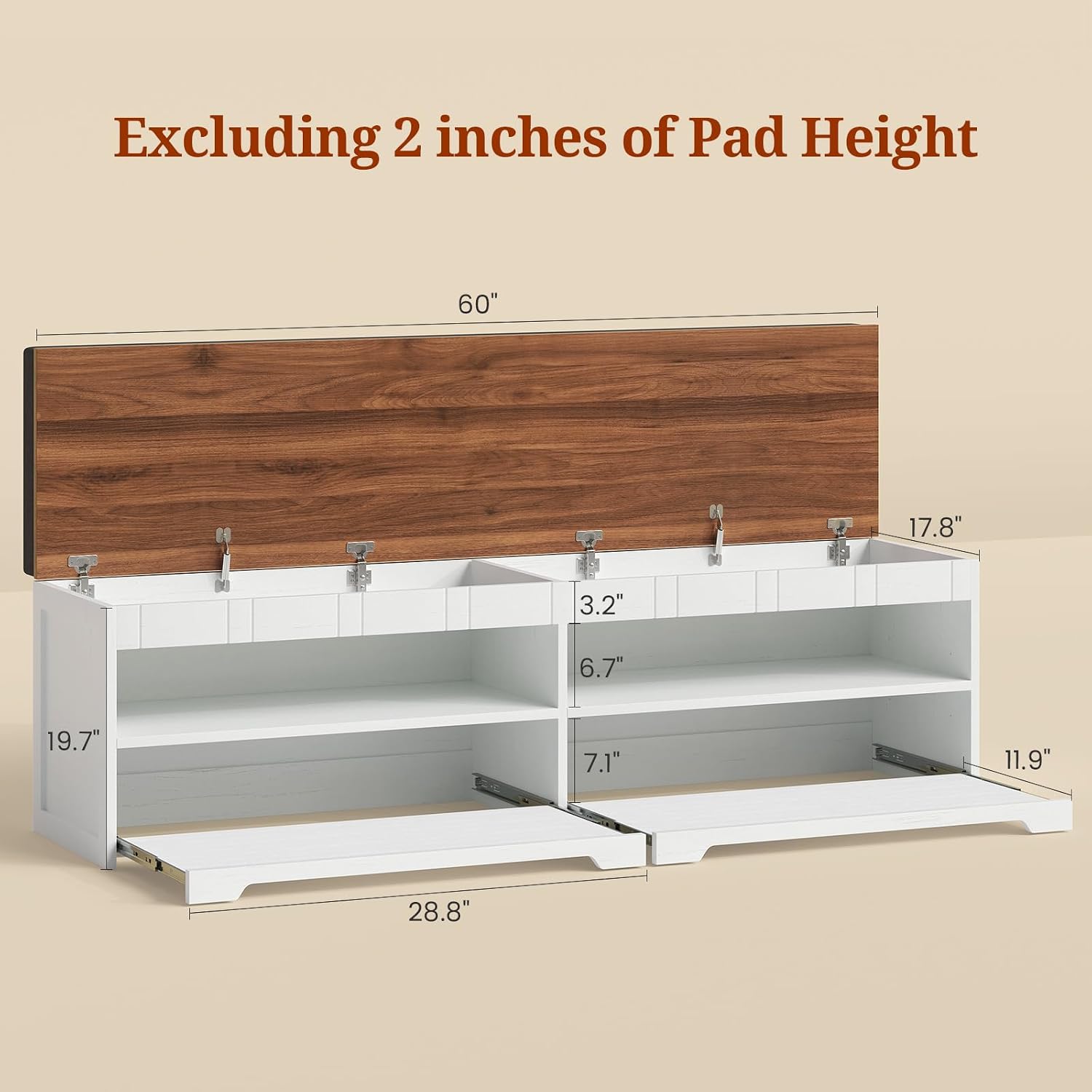 60 Inch Farmhouse Lift Top Storage Bench