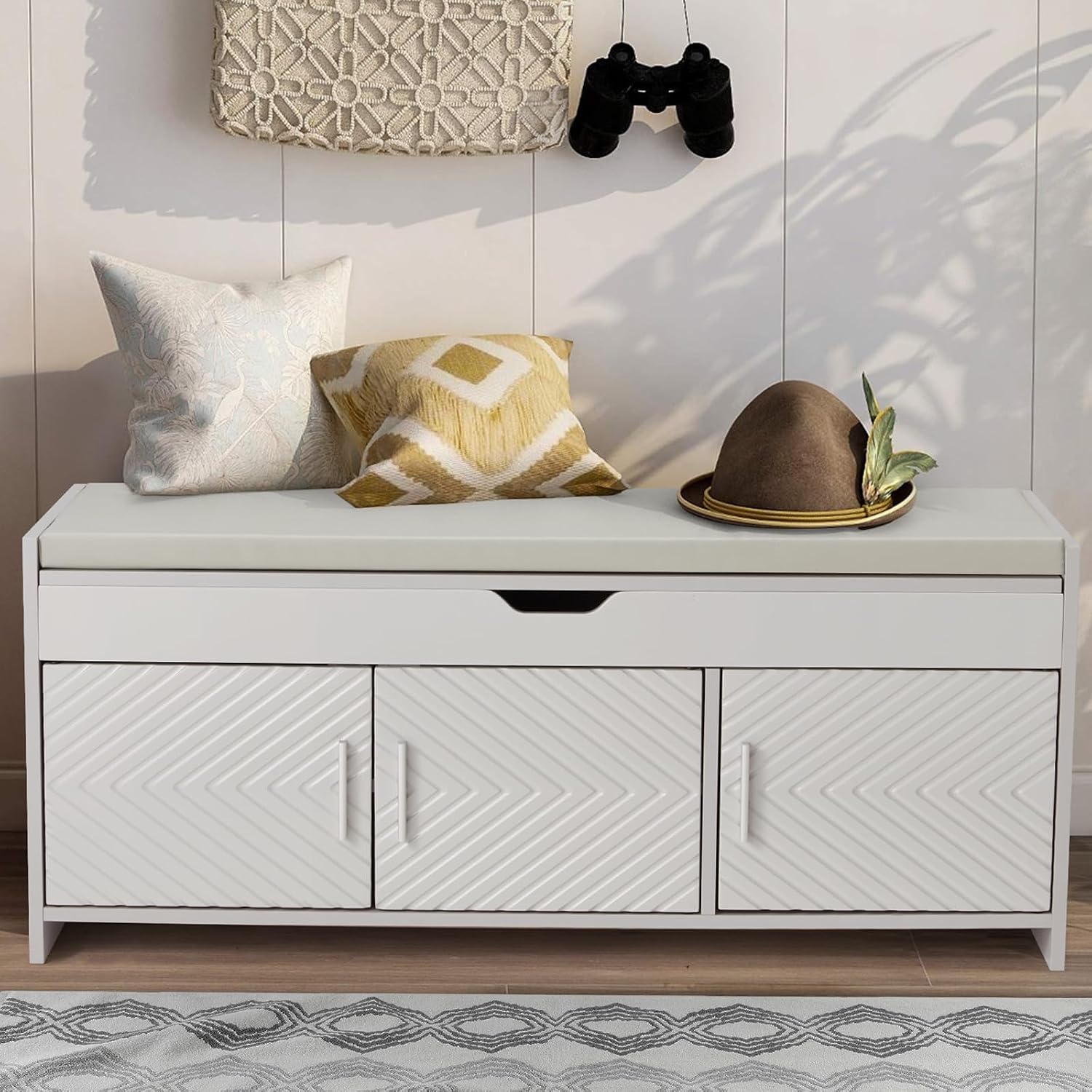 Top Cushioned Storage Shoe Bench