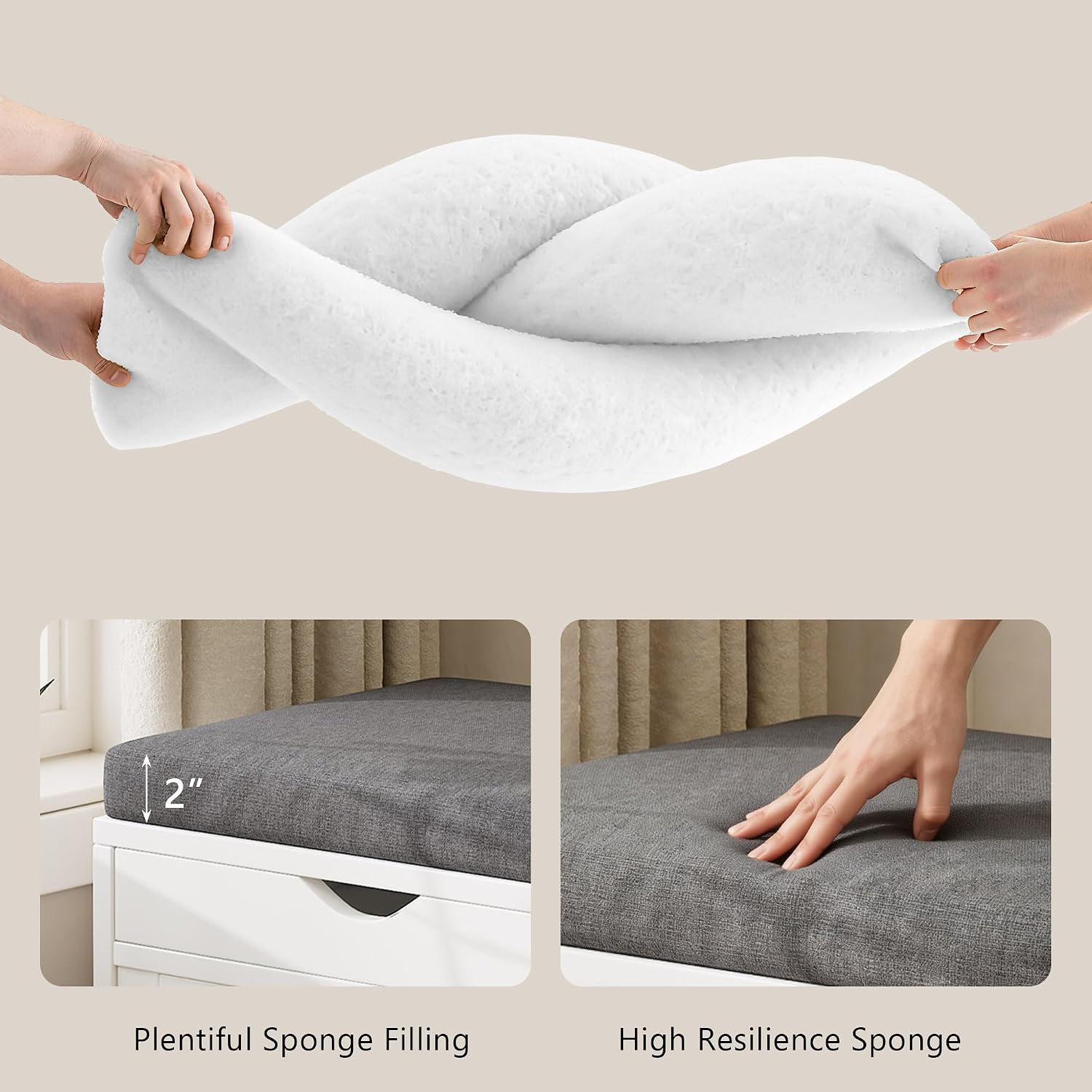 iPormis Lift Top Cushioned Shoe Storage Bench