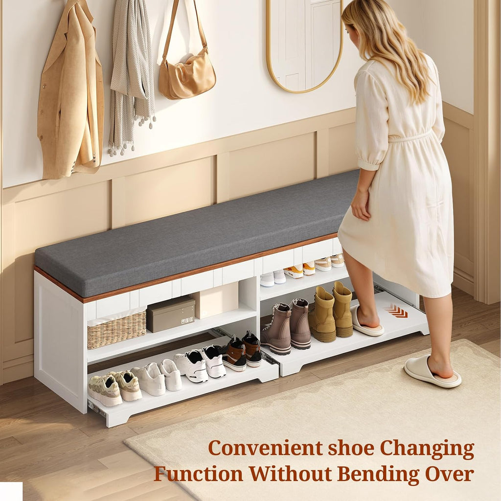 60 Inch Farmhouse Lift Top Storage Bench