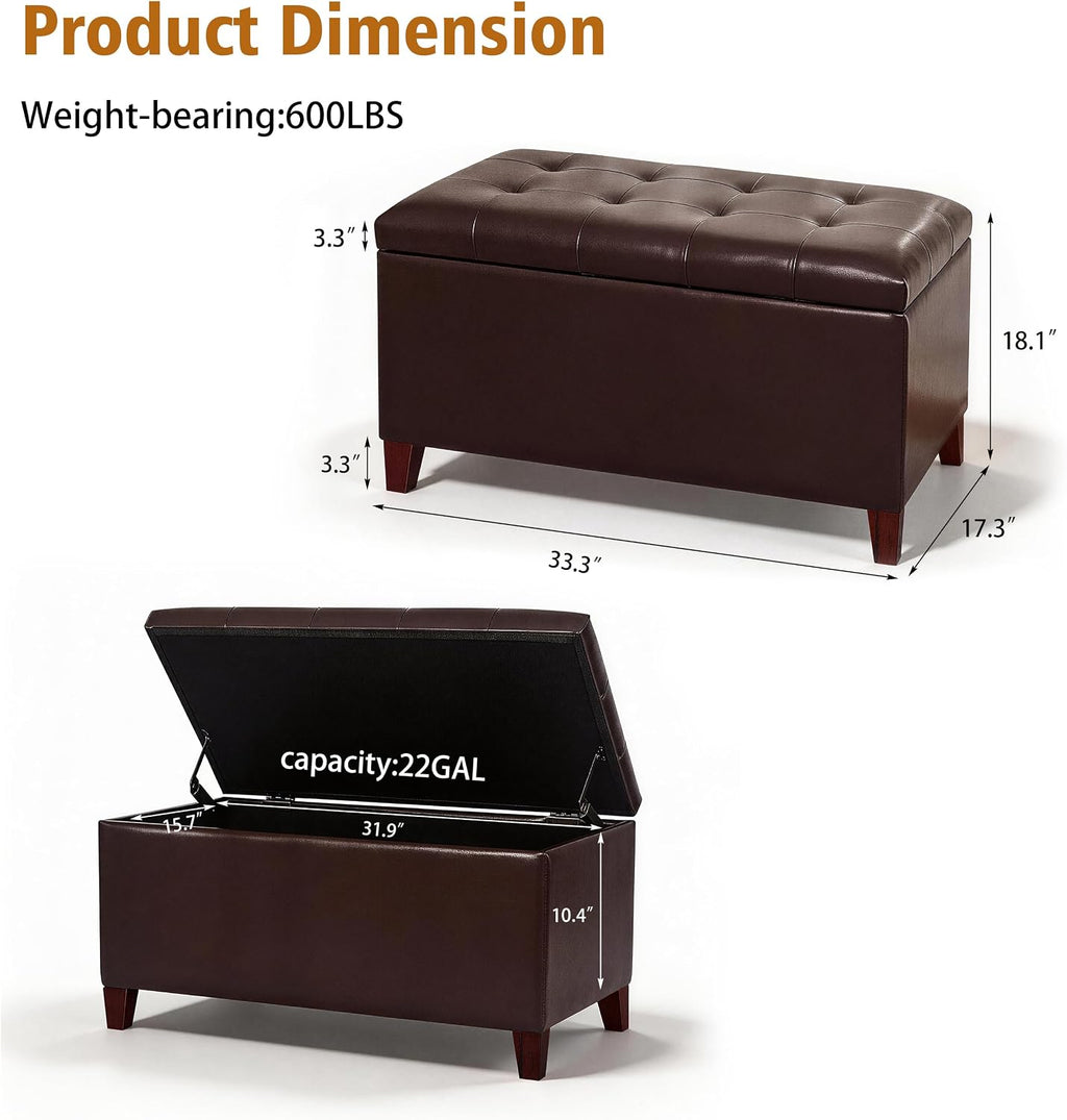 Joveco Tufted Faux Leather Ottoman Bench