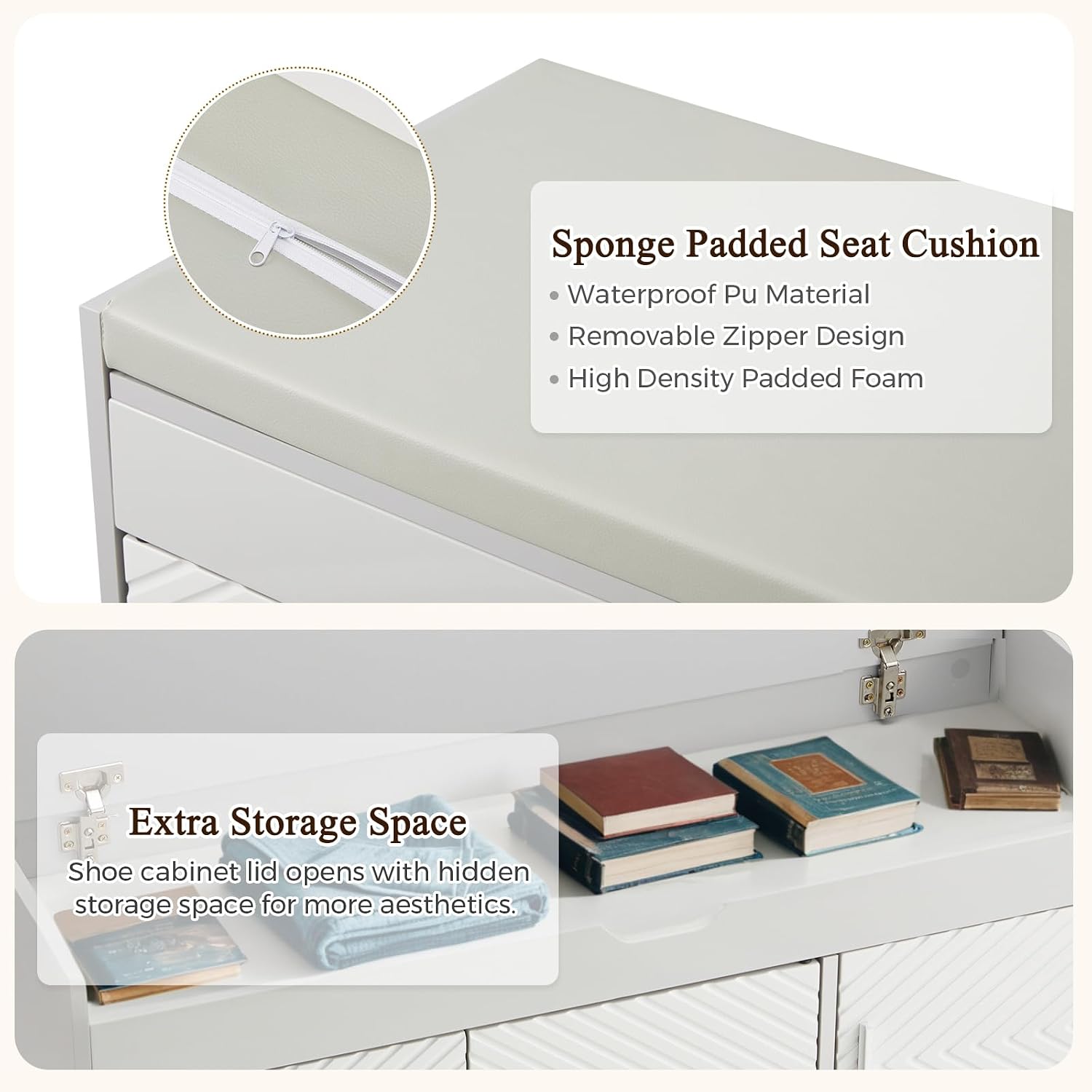Top Cushioned Storage Shoe Bench