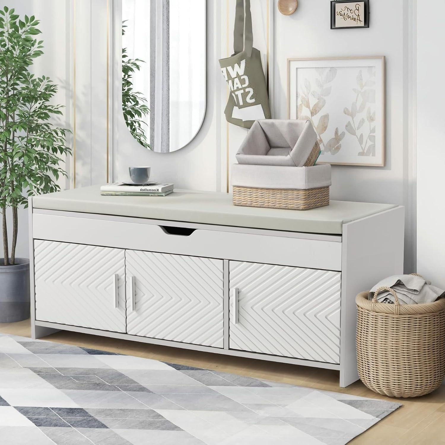 Top Cushioned Storage Shoe Bench