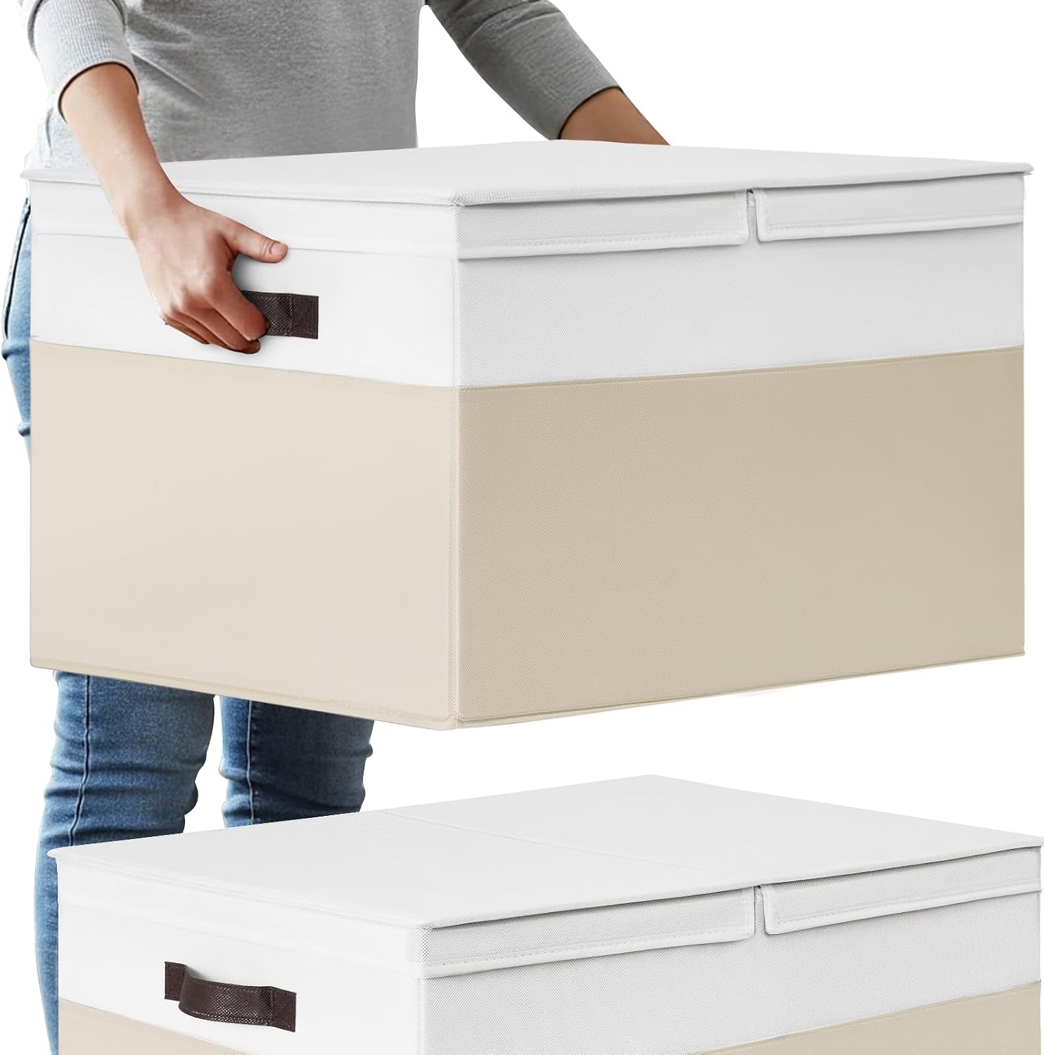 2 Pack Extra Large Lidded Fabric Storage Bins