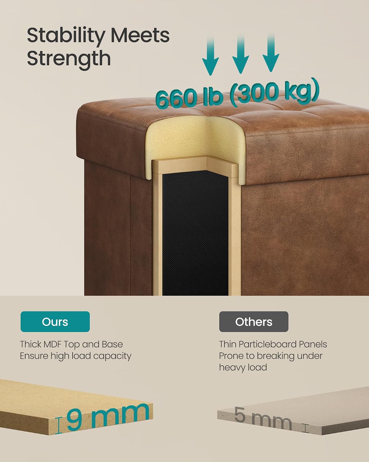 Legged Cube Storage Ottoman