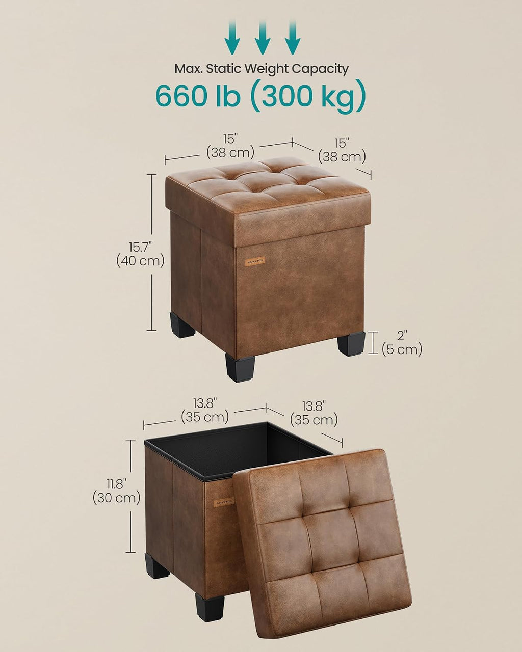 Legged Cube Storage Ottoman