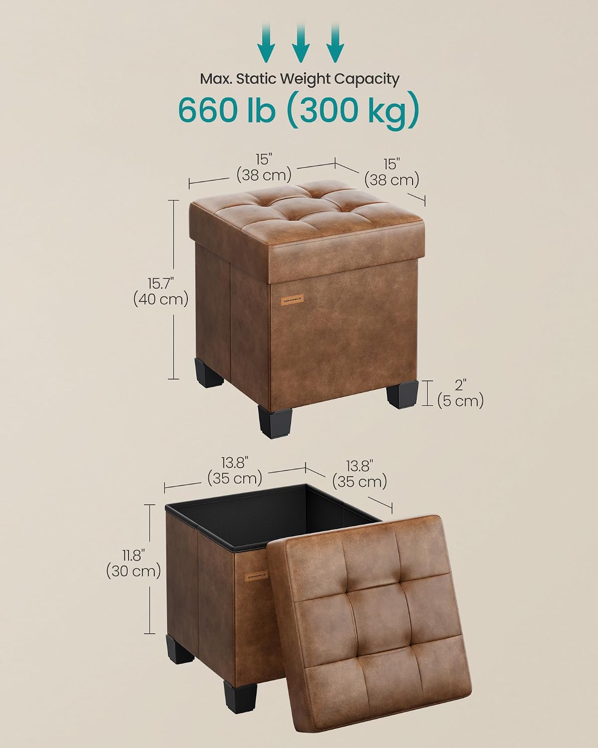 Legged Cube Storage Ottoman