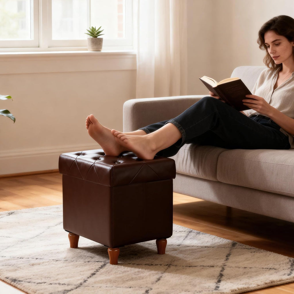 Folding Storage Ottoman Cube