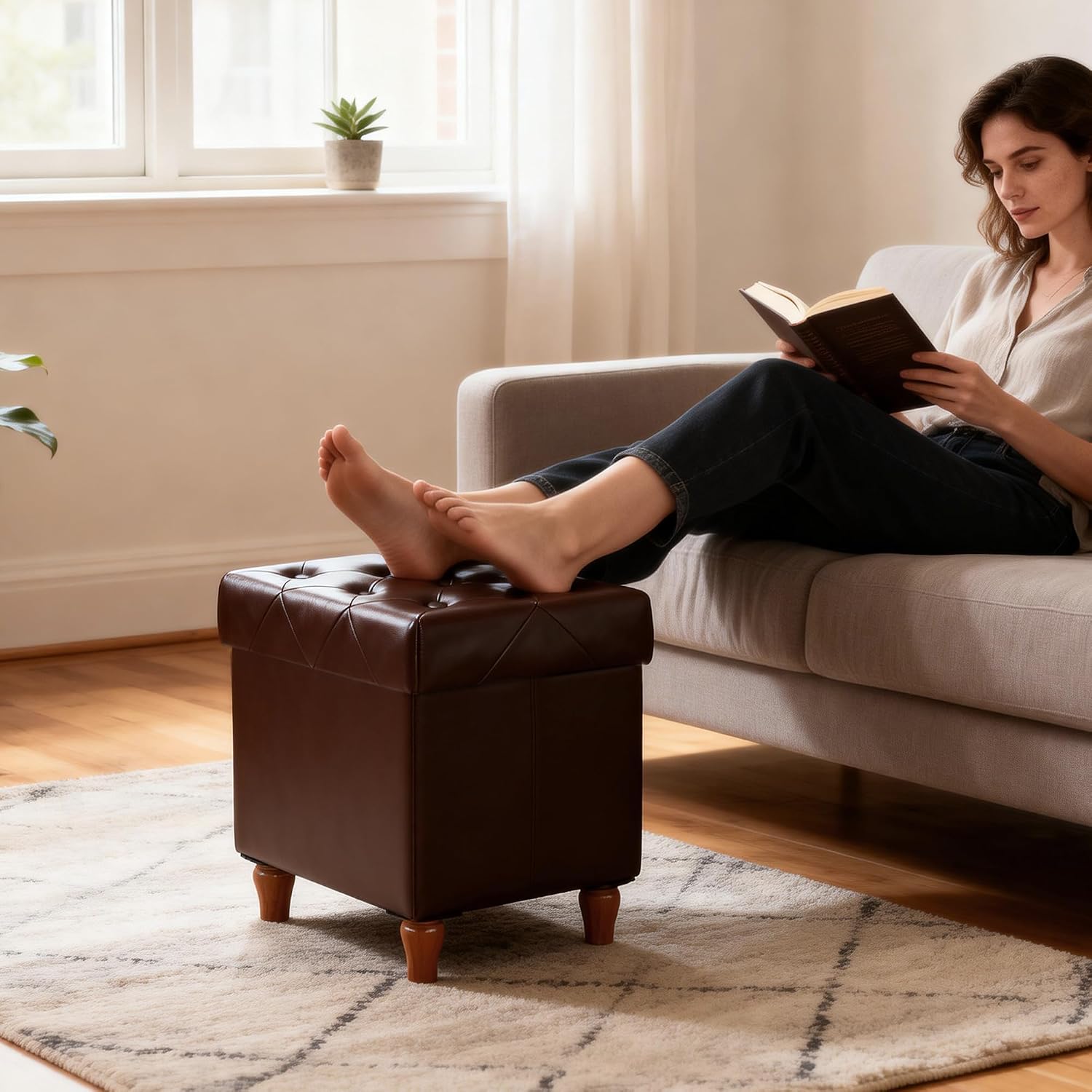 Folding Storage Ottoman Cube