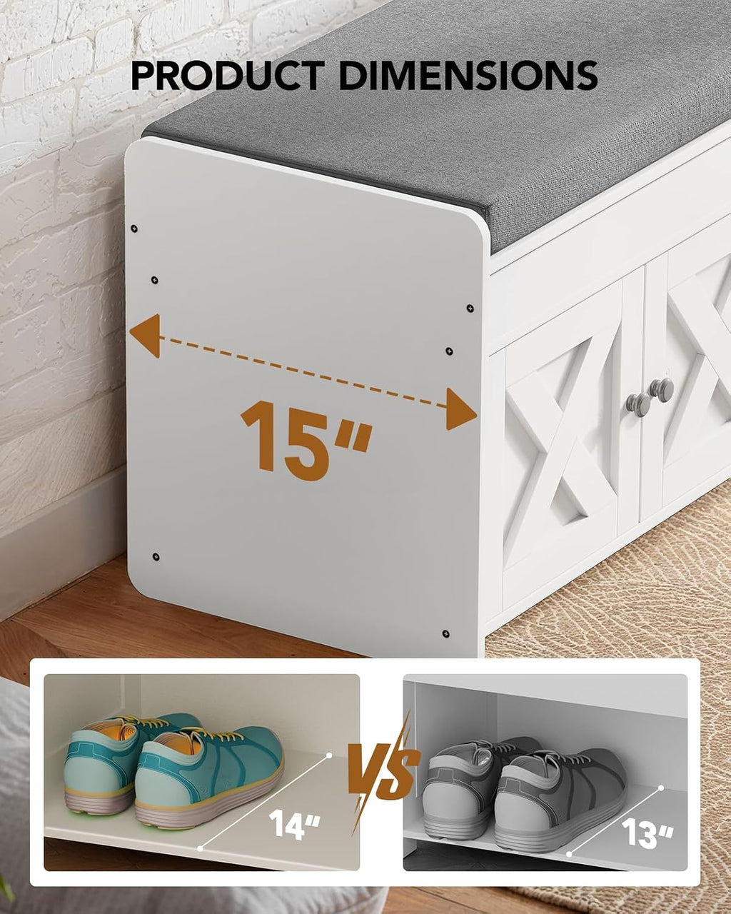 Amada Lift Top Cushioned Shoe Storage Bench