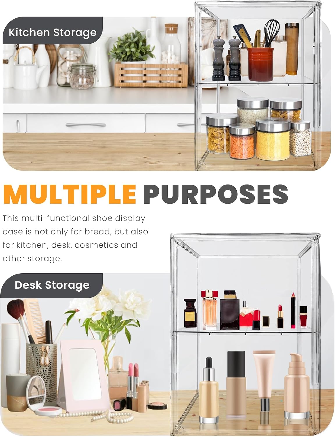 2-Tier Magnetic Door Acrylic Shoe Storage Box