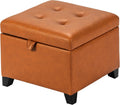 Asense Square Faux Leather Storage Ottoman