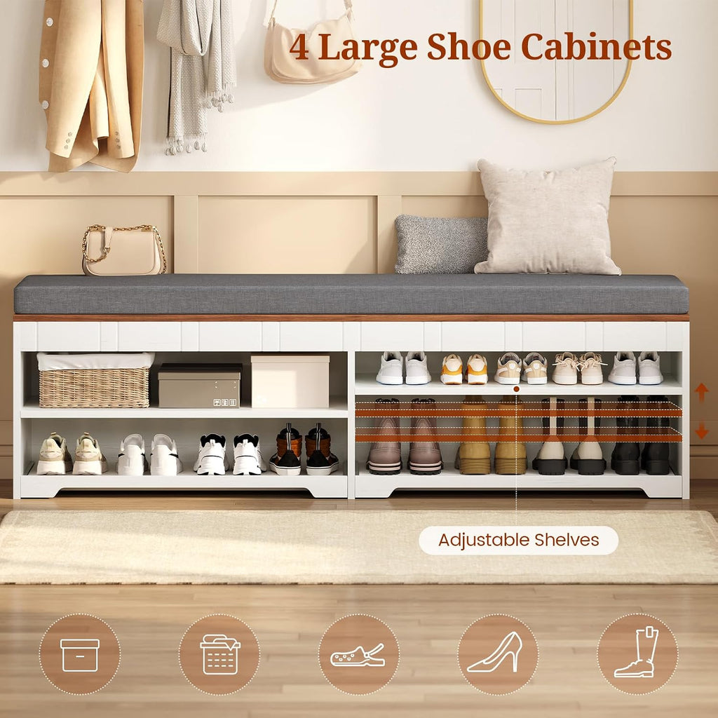 60 Inch Farmhouse Lift Top Storage Bench