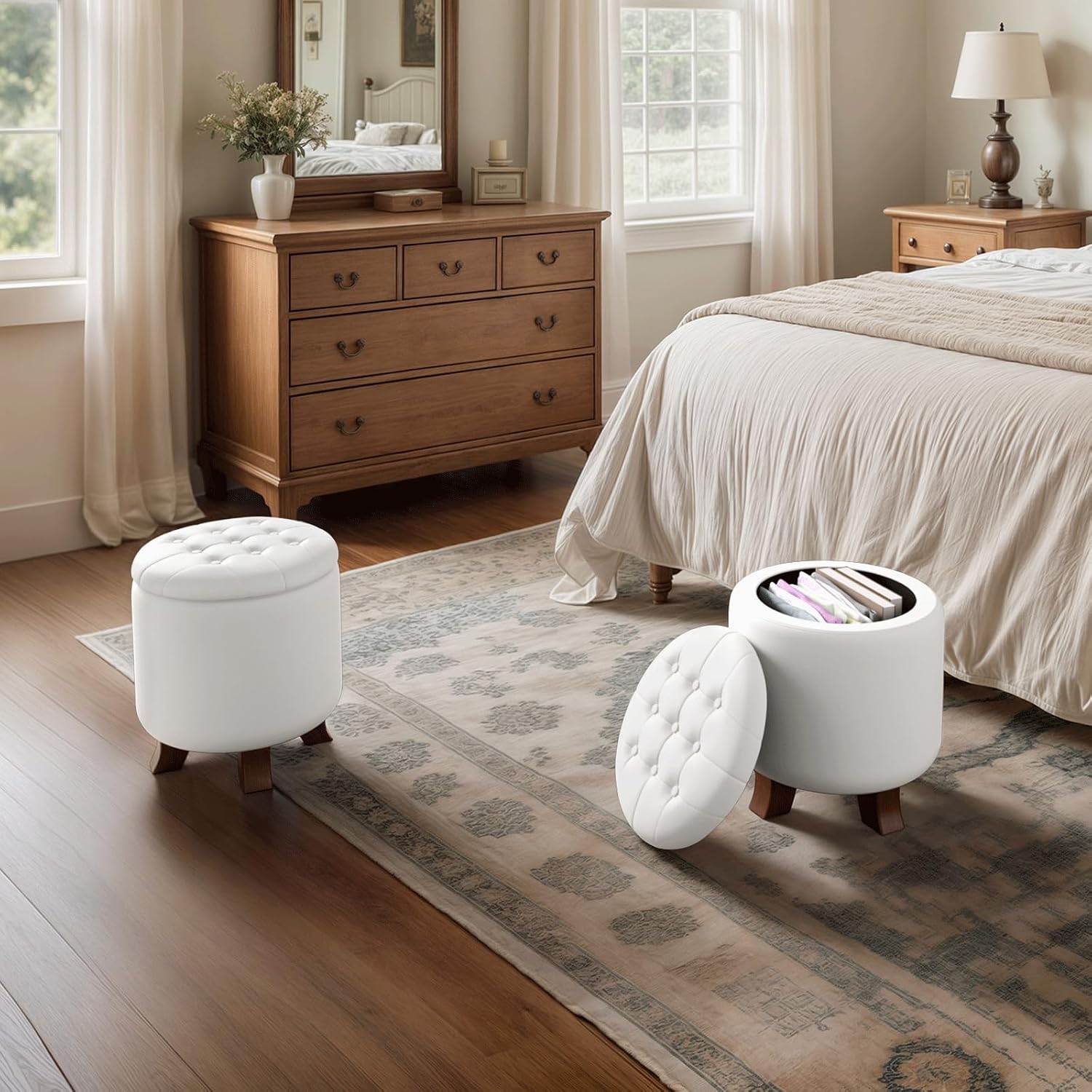 Magshion Legged PU Round Storage Ottoman