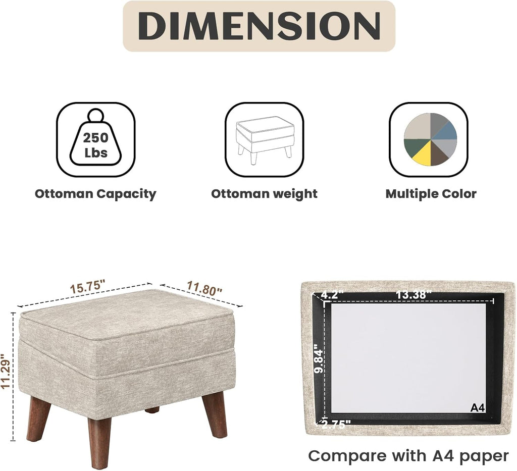 Legged Adjustable Lid Ottoman