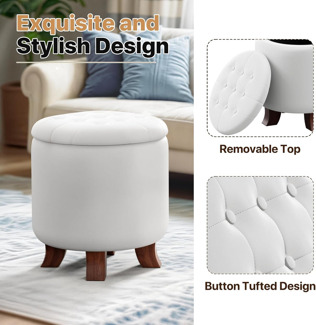 Magshion Legged PU Round Storage Ottoman