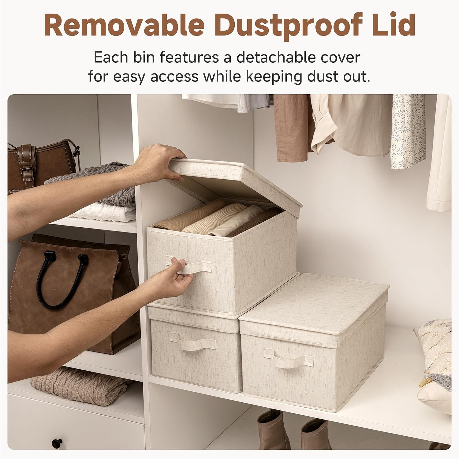 StorageWorks Lidded Fabric Bins 3-Pack