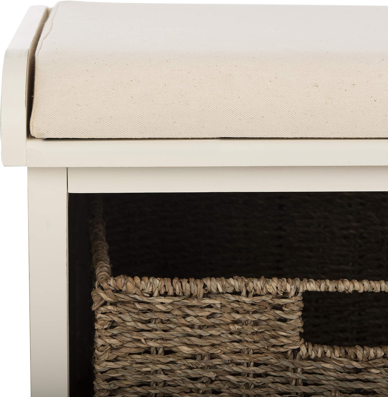 Vintage White Lonan Lift-Top Storage Bench