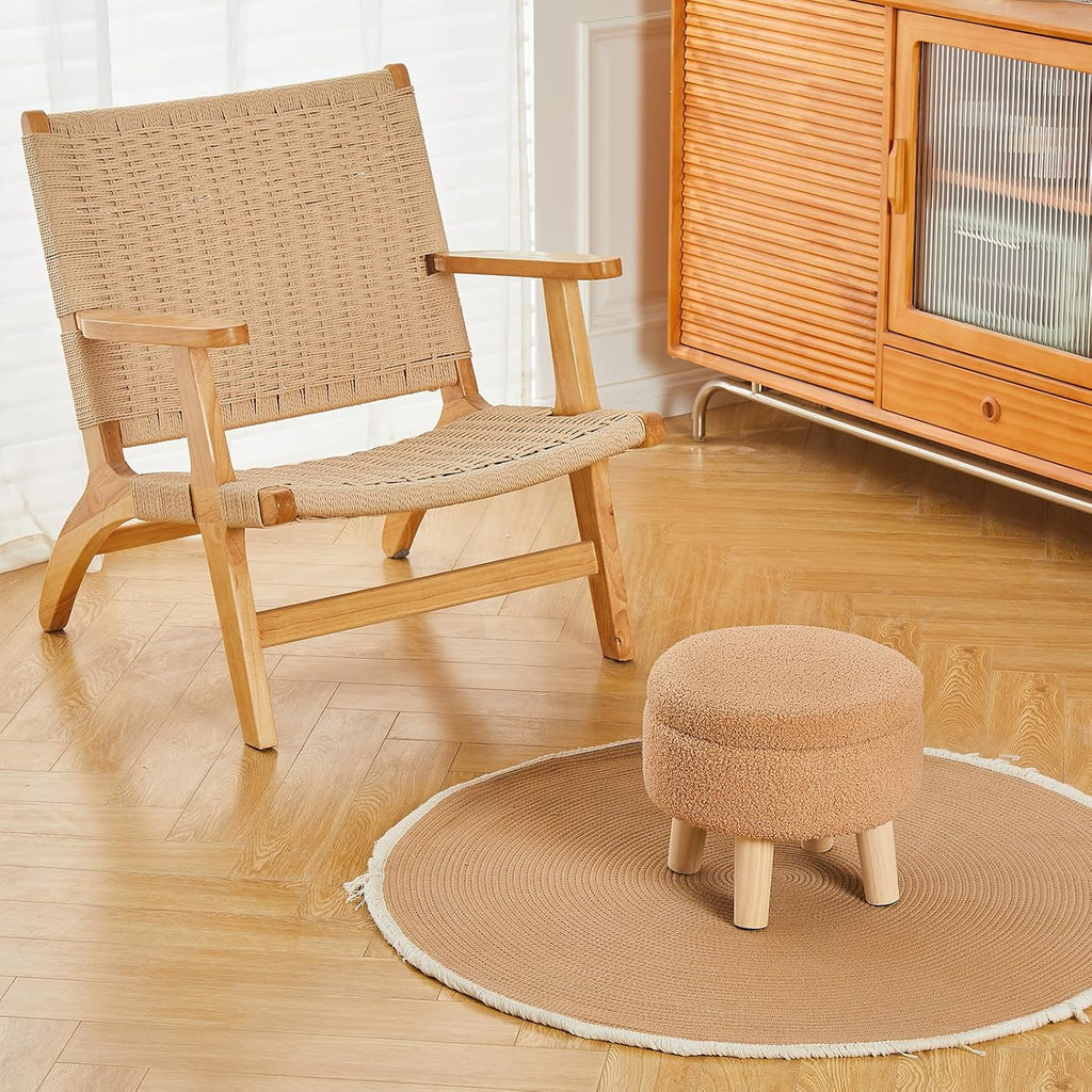 Wimarsbon Teddy Velvet Legged Round Ottoman