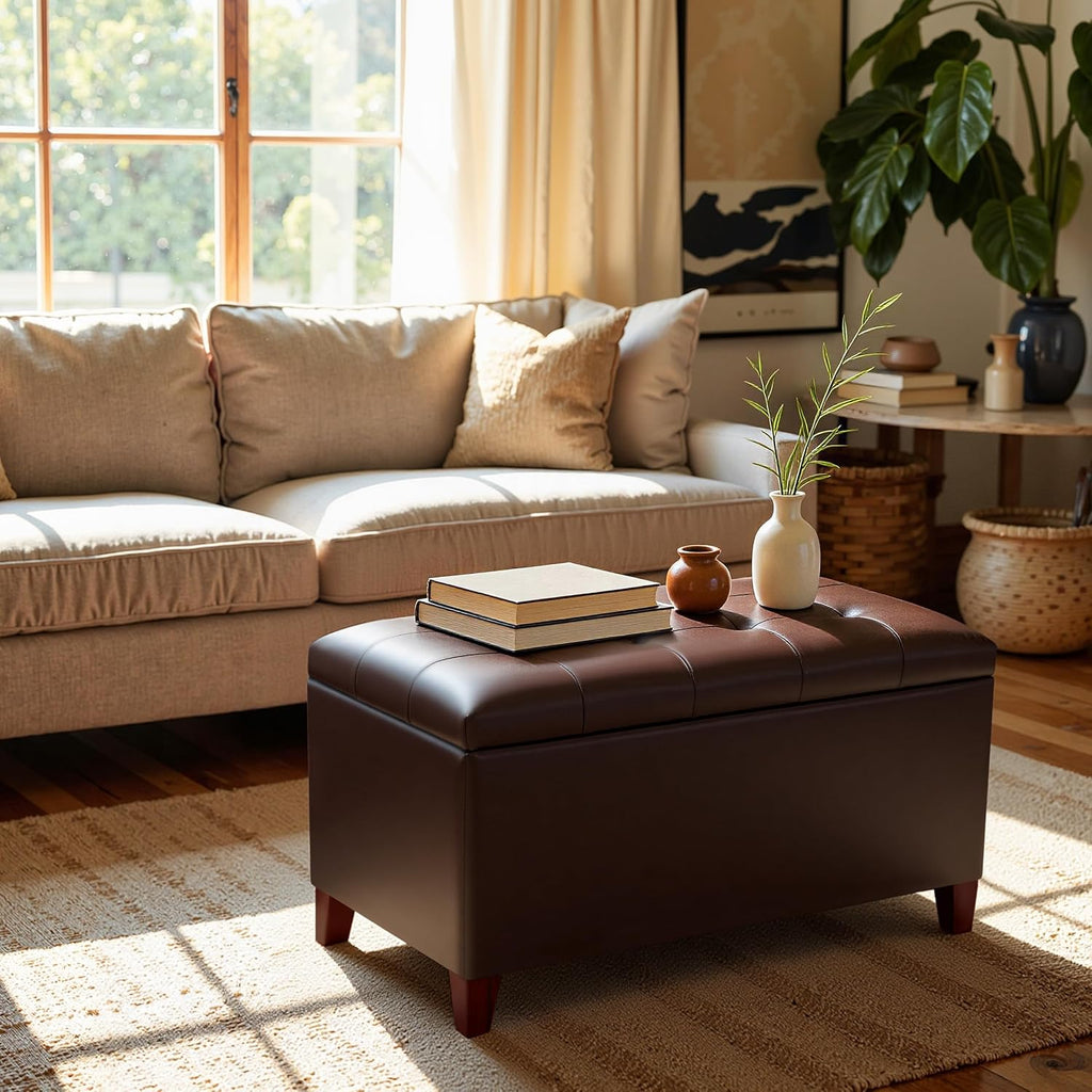 Joveco Tufted Faux Leather Ottoman Bench