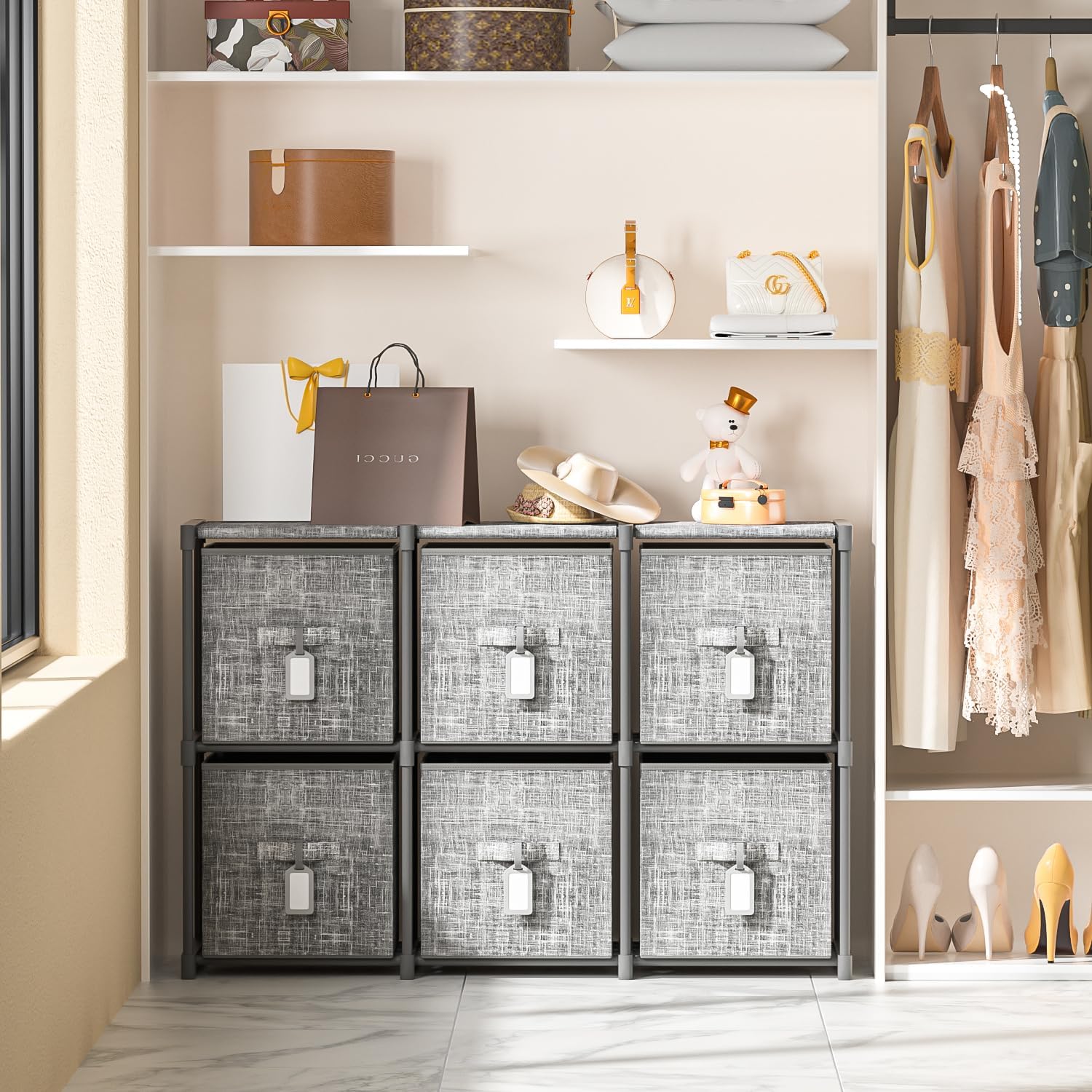 6 Bins Modular Cube Organizer