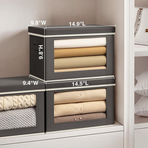 3 Pack Window Lidded Fabric Storage Bins