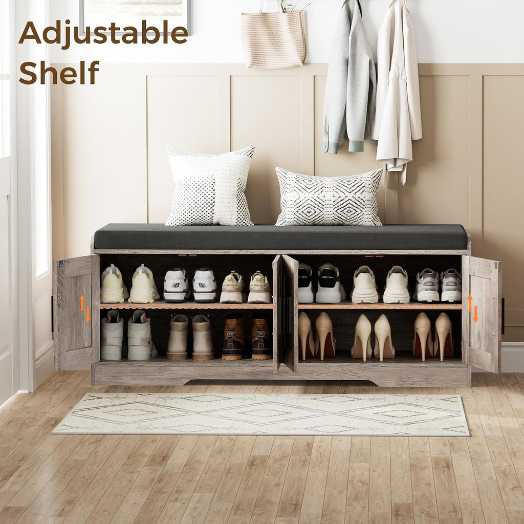 2-Tier Cushioned Shoe Storage Bench