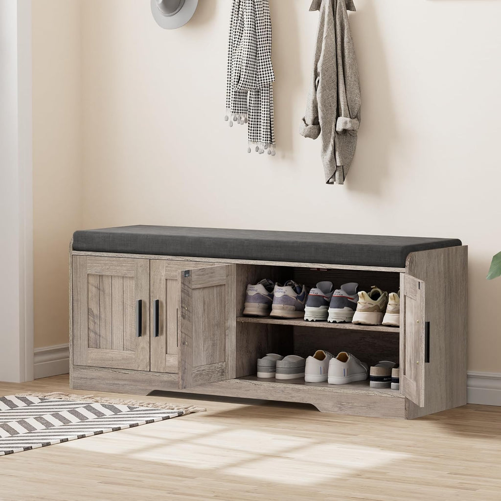2-Tier Cushioned Shoe Storage Bench