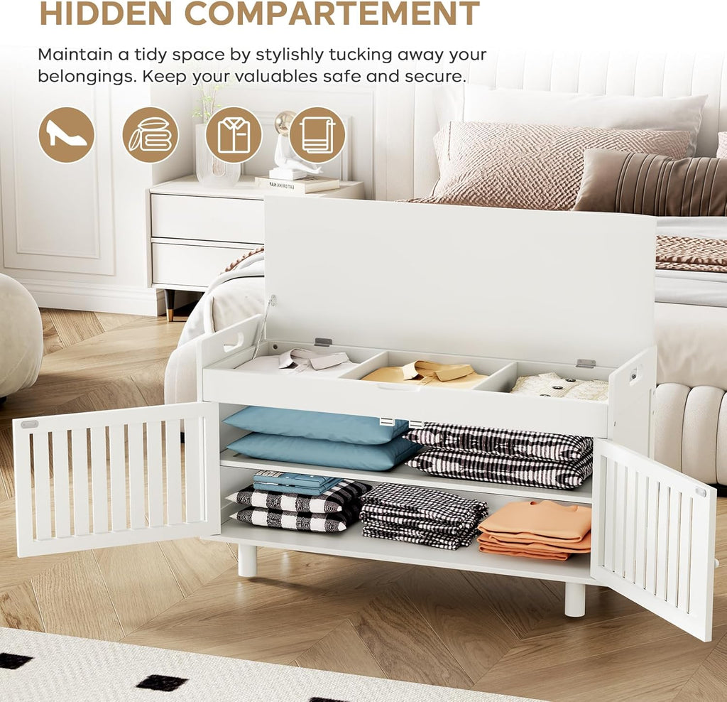 Bamboo Cushioned Storage Shoe Bench