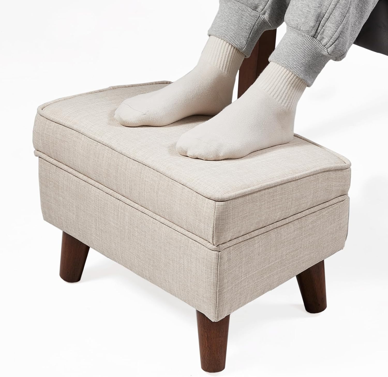 Legged Adjustable Lid Ottoman