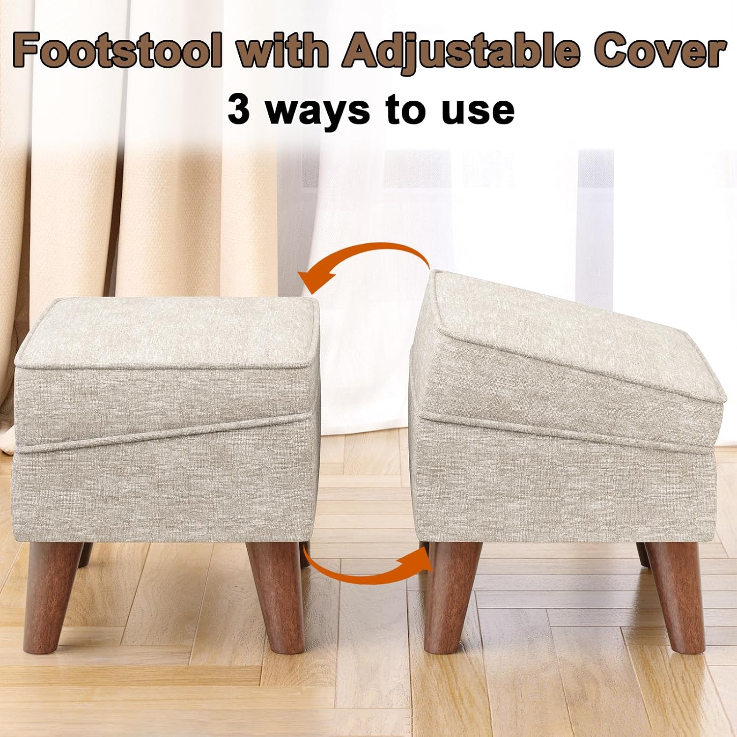 Legged Adjustable Lid Ottoman