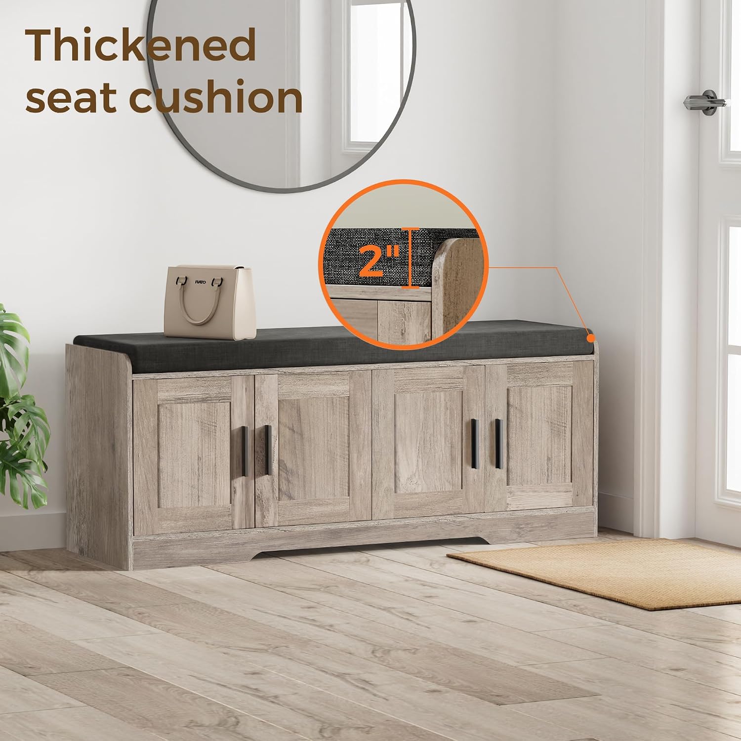 2-Tier Cushioned Shoe Storage Bench