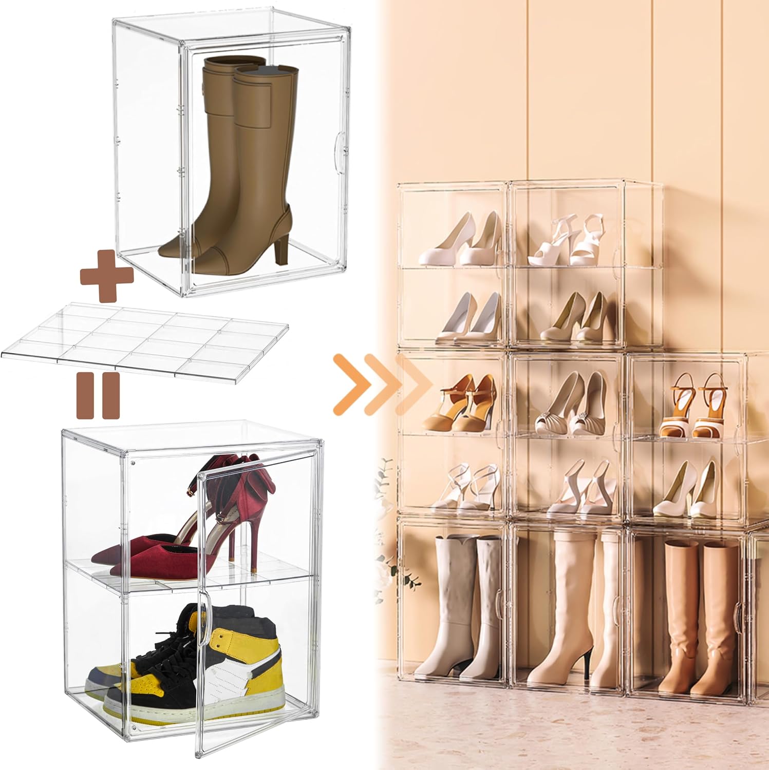 Magnetic Door Large Acrylic Shoe Storage Box