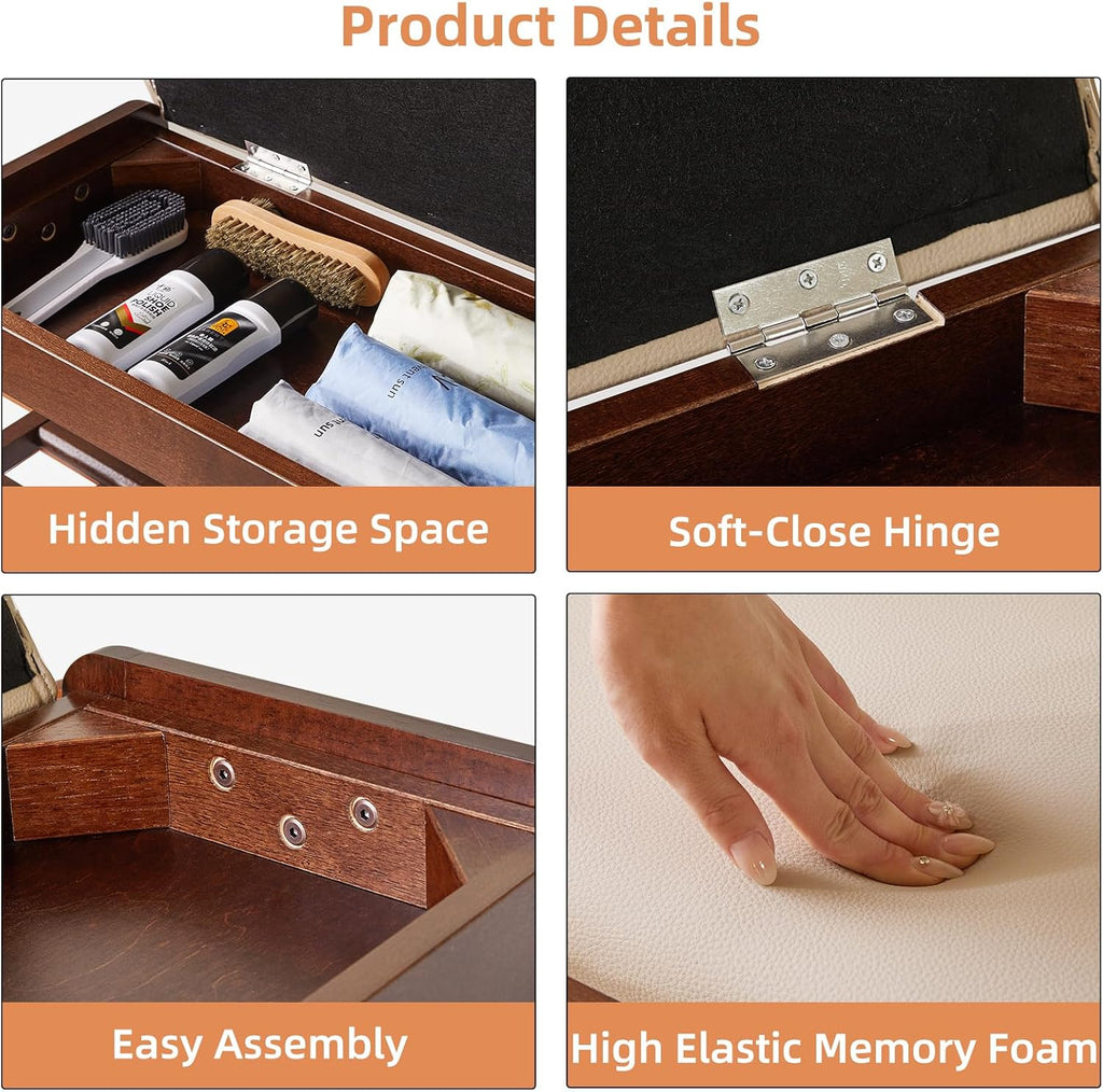 Aibiju 2-Tier Flip-Top Wood Shoe Bench