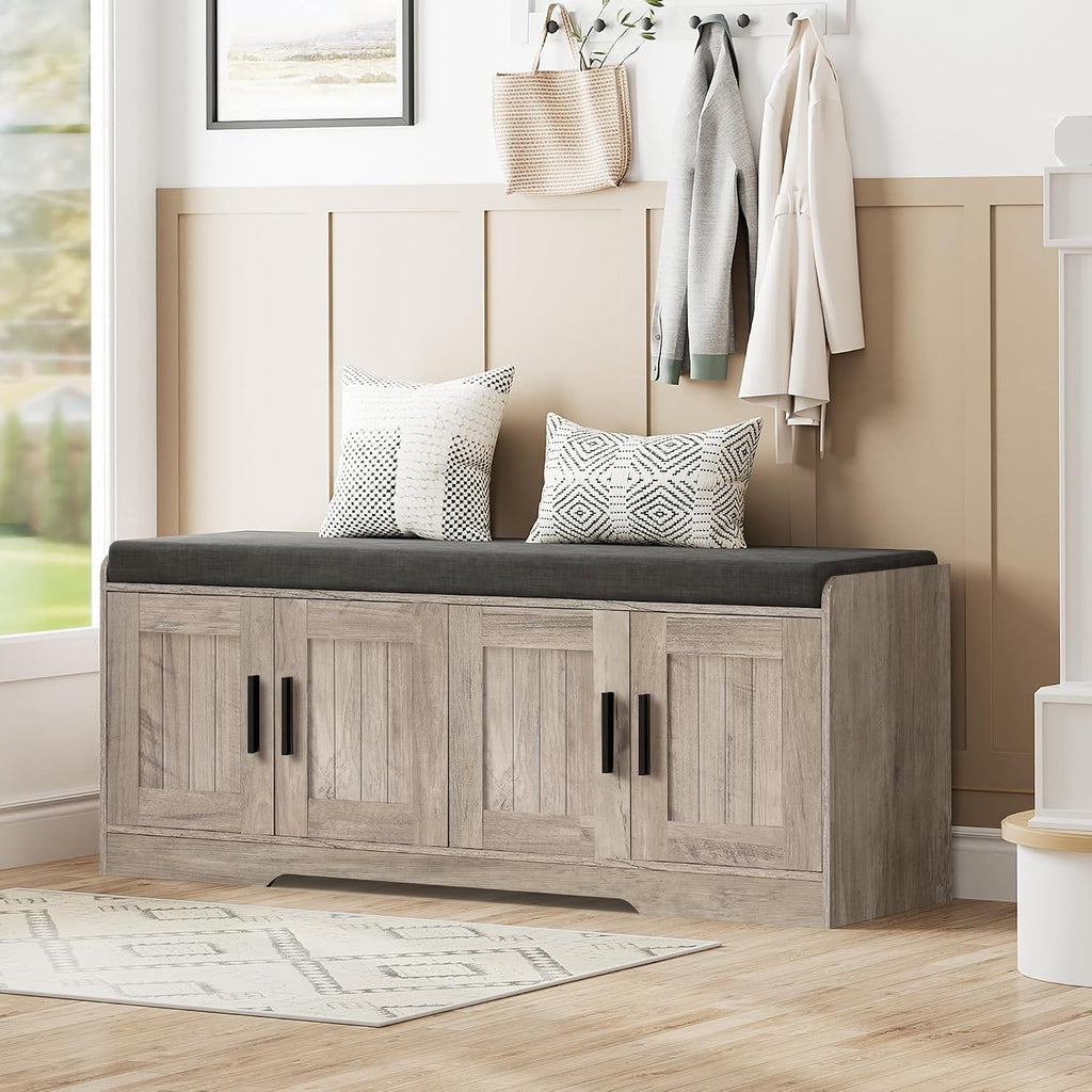 2-Tier Cushioned Shoe Storage Bench