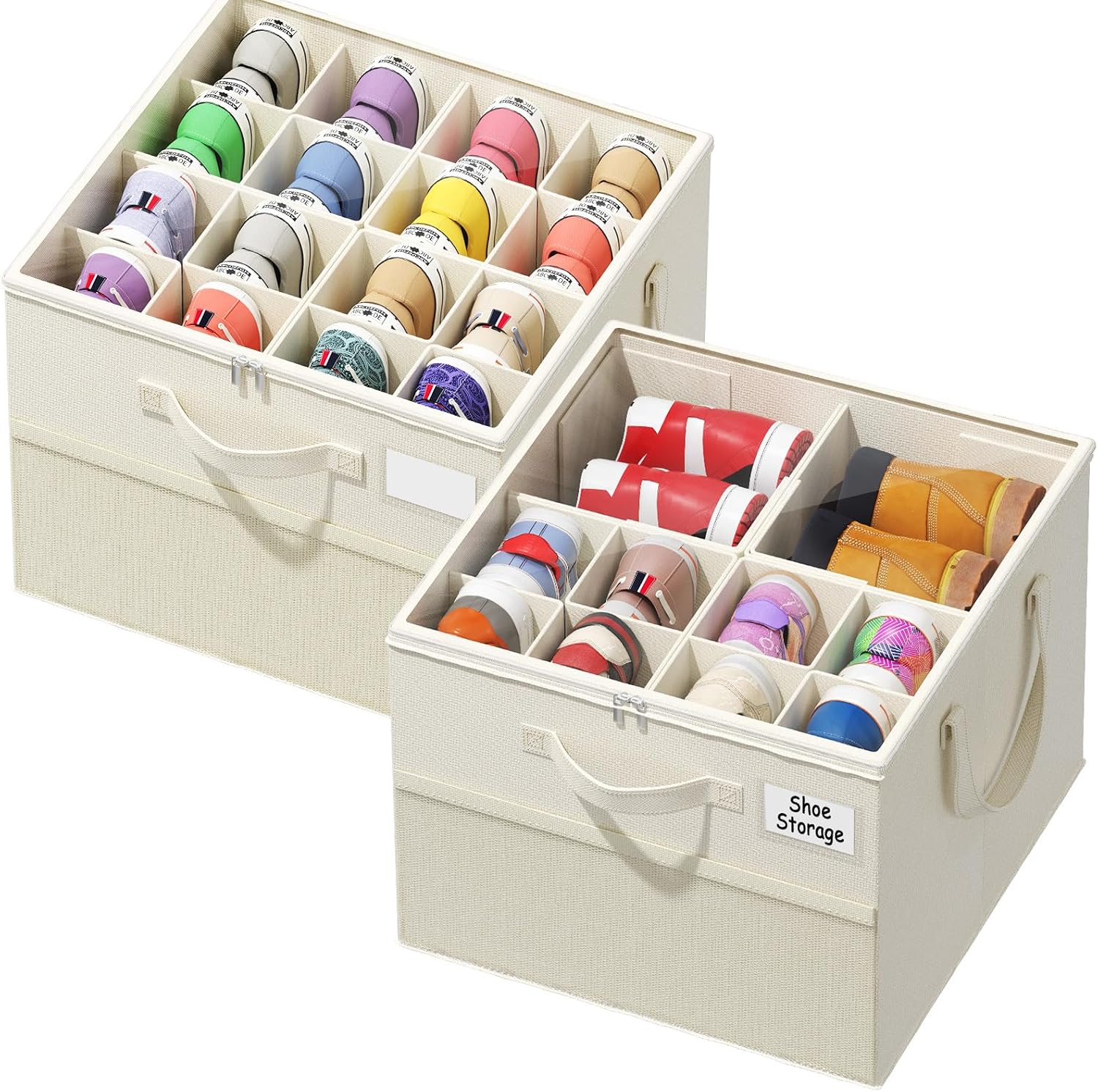 2 Pack Foldable Shoe Organizer Bins