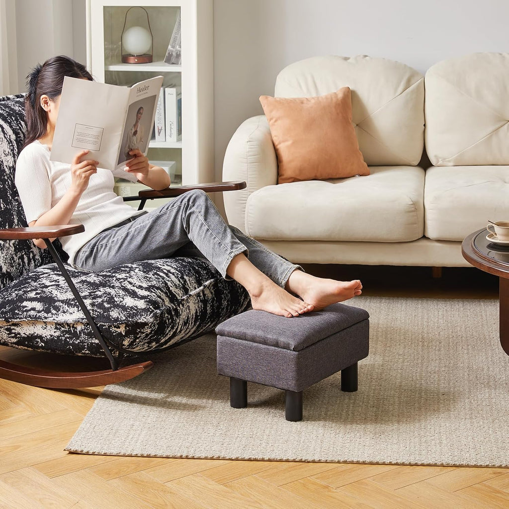 Aibiju Linen Legged Flip Top Ottoman